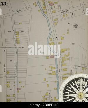 Image 34 of Sanborn Fire Insurance Map from McKeesport, Allegheny County, Pennsylvania. 1894. 40 Sheet(s). Bound, America, street map with a Nineteenth Century compass Stock Photo