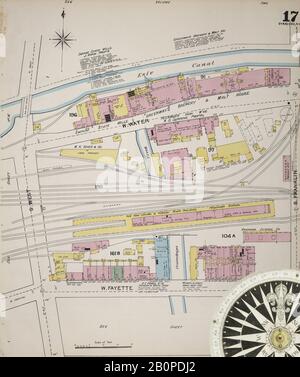 Image 17 of Sanborn Fire Insurance Map from Syracuse, Onondaga County, New York. 1892 Vol. 1. 78 Sheet(s). Bound, America, street map with a Nineteenth Century compass Stock Photo