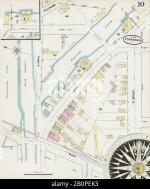 Image 10 of Sanborn Fire Insurance Map from Tonawanda, Erie County, New York. Nov 1889. 33 Sheet(s), America, street map with a Nineteenth Century compass Stock Photo