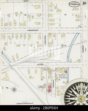 Image 16 of Sanborn Fire Insurance Map from Tonawanda, Erie County, New York. Nov 1889. 33 Sheet(s), America, street map with a Nineteenth Century compass Stock Photo