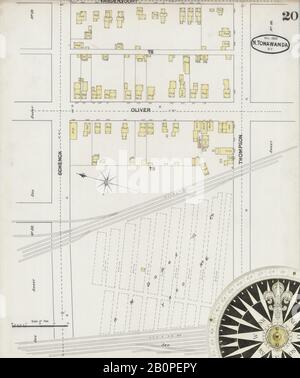 Image 20 of Sanborn Fire Insurance Map from Tonawanda, Erie County, New York. Nov 1889. 33 Sheet(s), America, street map with a Nineteenth Century compass Stock Photo