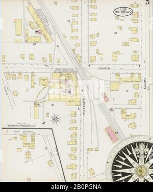 Image 5 of Sanborn Fire Insurance Map from Waterloo, Seneca County, New York. Dec 1893. 11 Sheet(s), America, street map with a Nineteenth Century compass Stock Photo