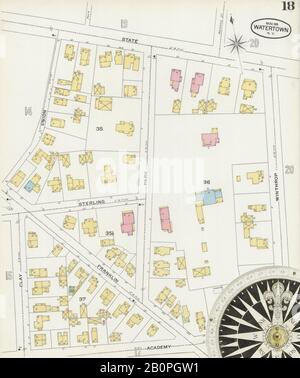 Image 18 of Sanborn Fire Insurance Map from Watertown, Jefferson County, New York. Nov 1895. 34 Sheet(s), America, street map with a Nineteenth Century compass Stock Photo