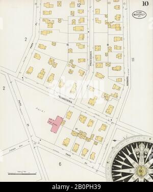 Image 10 of Sanborn Fire Insurance Map from Waverly, Tioga County, New York. Aug 1898. 14 Sheet(s), America, street map with a Nineteenth Century compass Stock Photo