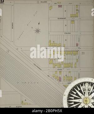 Image 20 of Sanborn Fire Insurance Map from Allegheny, Allegheny County, Pennsylvania. 1893. 125 Sheet(s). Bound, America, street map with a Nineteenth Century compass Stock Photo