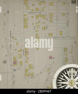 Image 33 of Sanborn Fire Insurance Map from Allegheny, Allegheny County, Pennsylvania. 1893. 125 Sheet(s). Bound, America, street map with a Nineteenth Century compass Stock Photo