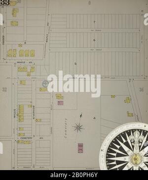 Image 34 of Sanborn Fire Insurance Map from Allegheny, Allegheny County, Pennsylvania. 1893. 125 Sheet(s). Bound, America, street map with a Nineteenth Century compass Stock Photo