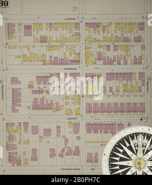 Image 40 of Sanborn Fire Insurance Map from Allegheny, Allegheny County, Pennsylvania. 1893. 125 Sheet(s). Bound, America, street map with a Nineteenth Century compass Stock Photo