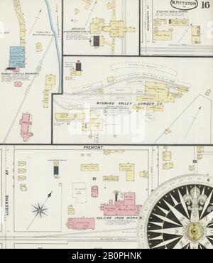 Image 16 of Sanborn Fire Insurance Map from Pittston, Luzerne County, Pennsylvania. Apr 1891. 16 Sheet(s), America, street map with a Nineteenth Century compass Stock Photo