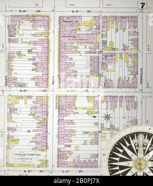Image 7 of Sanborn Fire Insurance Map from Reading, Berks County, Pennsylvania. 1887. 48 Sheet(s). Bound, America, street map with a Nineteenth Century compass Stock Photo