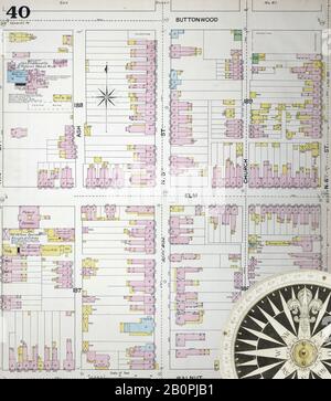 Image 40 of Sanborn Fire Insurance Map from Reading, Berks County, Pennsylvania. 1887. 48 Sheet(s). Bound, America, street map with a Nineteenth Century compass Stock Photo