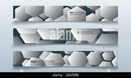 set rectangular banner background. modern abstract vector design Stock Vector