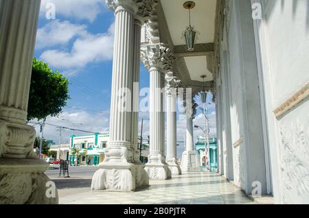 The Palacio de Guasch hall of column in Pinar del Río. Stock Photo