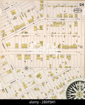 Image 24 of Sanborn Fire Insurance Map from Springfield, Greene County, Missouri. Aug 1902. 38 Sheet(s), America, street map with a Nineteenth Century compass Stock Photo