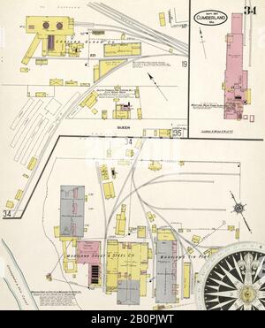 Image 34 of Sanborn Fire Insurance Map from Springfield, Greene County, Missouri. Aug 1902. 38 Sheet(s), America, street map with a Nineteenth Century compass Stock Photo