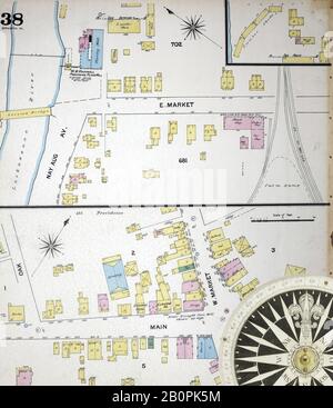 Image 38 of Sanborn Fire Insurance Map from Scranton, Lackawanna County, Pennsylvania. 1888. 39 Sheet(s). Bound, America, street map with a Nineteenth Century compass Stock Photo