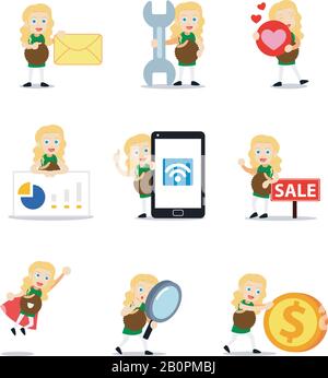 Set character of women loves butter cup in chocolate flavor. Stock Vector