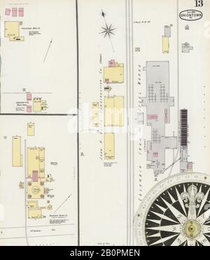 Image 13 of Sanborn Fire Insurance Map from Uniontown, Fayette County, Pennsylvania. Oct 1896. 13 Sheet(s), America, street map with a Nineteenth Century compass Stock Photo