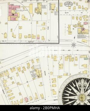 Image 10 of Sanborn Fire Insurance Map from Warren, Warren County, Pennsylvania. Mar 1898. 17 Sheet(s), America, street map with a Nineteenth Century compass Stock Photo