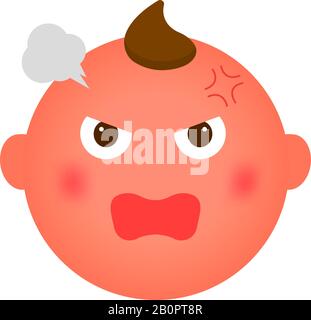 Cartoon baby face emoticon vector illustration / angry Stock Vector