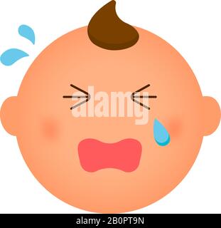 Cartoon baby face emoticon vector illustration / crying Stock Vector