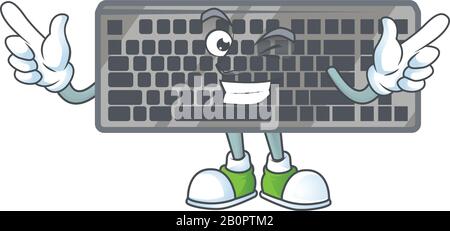 A comical face black keyboard mascot design with Wink eye Stock Vector