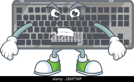 cartoon character of black keyboard with angry face Stock Vector