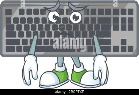 Cartoon character of a black keyboard having an afraid face Stock Vector
