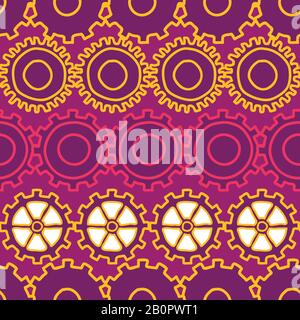 Doodle style gear and mechanical seamless vector background repeat pattern vector surface design bright Stock Vector