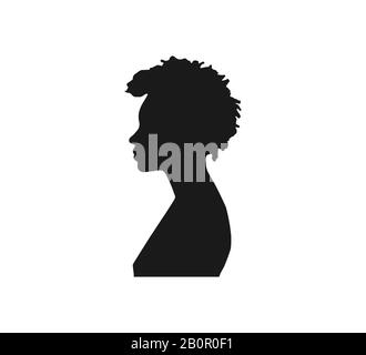 Woman head silhouette. Vector illustration. Flat. Black. Stock Vector