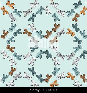 butterflies ornament with diamond geometric shapes seamless vector pattern Stock Vector
