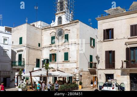 Polignano a Mare, Italy - September 17, 2019: Vittorio Emanuele II square in Polignano a Mare. Apulia. Italy Stock Photo