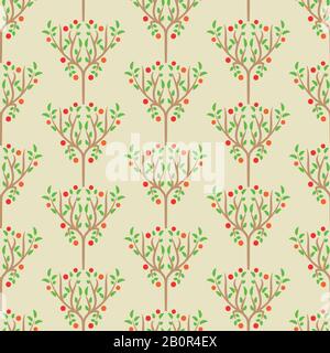 apple trees orchard seamless vector ornamental pattern on a light background Stock Vector