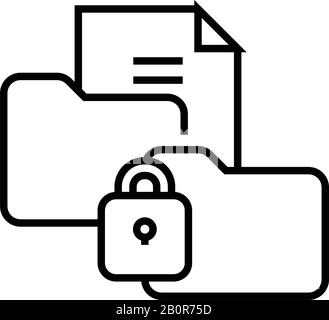 Blocked folder line icon, concept sign, outline vector illustration, linear symbol. Stock Vector