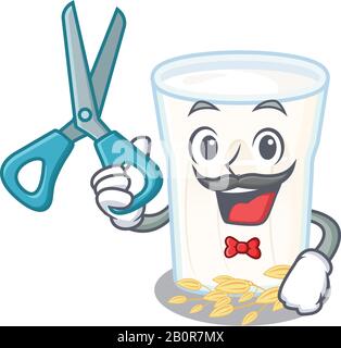 Cartoon character of Sporty Barber oats milk design style Stock Vector