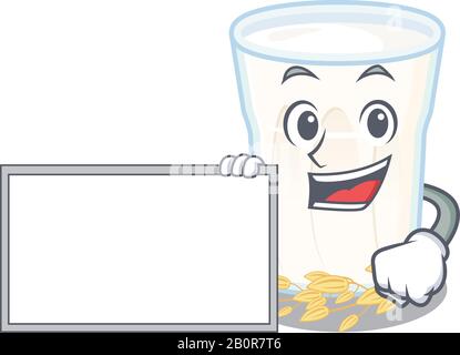 cartoon character of oats milk design concept bring a board Stock Vector