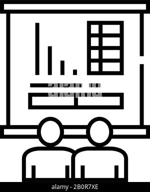 Analysing info line icon, concept sign, outline vector illustration, linear symbol. Stock Vector