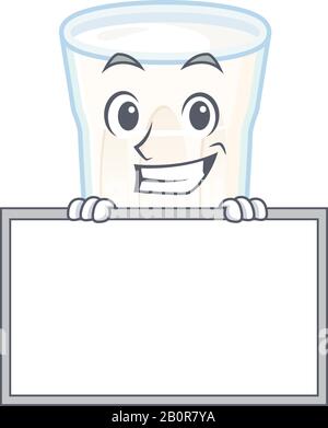 Oats milk cartoon design concept grinning with board Stock Vector