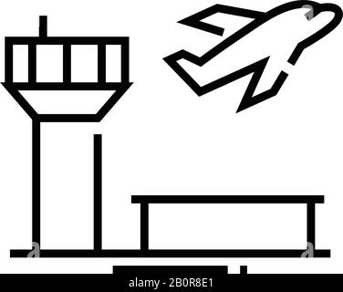 Airport line icon, concept sign, outline vector illustration, linear symbol. Stock Vector