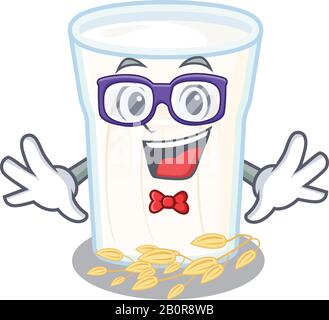 A cartoon concept of Geek oats milk design Stock Vector