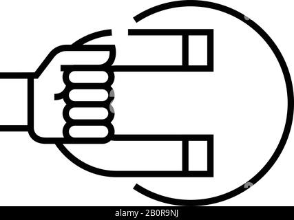Attract possibilities line icon, concept sign, outline vector illustration, linear symbol. Stock Vector