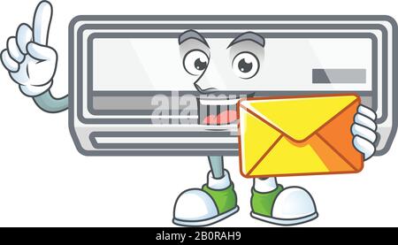 Happily air conditioner mascot design style with envelope Stock Vector