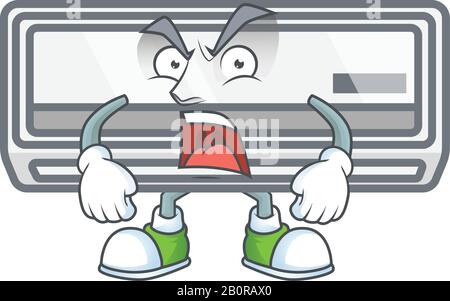 Air conditioner cartoon character design with angry face Stock Vector