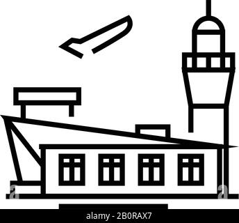 Airport Building Station Icon Thin Line Vector Stock Vector Image & Art ...