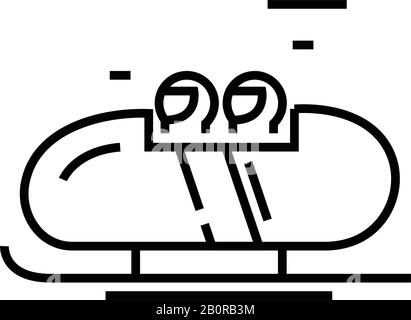 Bobsleigh line icon, concept sign, outline vector illustration, linear symbol. Stock Vector