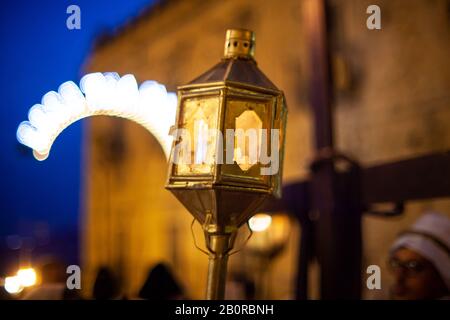 LEONFORTE, SICILY - APRIL, 19: Lantern of the traditional Good Friday procession on April 19, 2019 Stock Photo