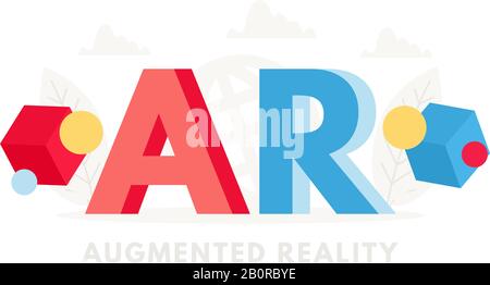 Big word AR banner for design concept. Augmented Reality marketing concept. Stock Vector