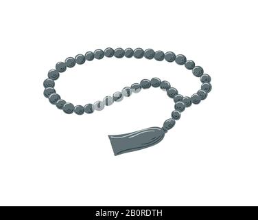 prayer beads, islamic rosary with tassel isolated on white background Stock Vector
