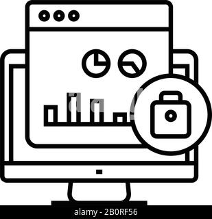 Blocked data line icon, concept sign, outline vector illustration, linear symbol. Stock Vector