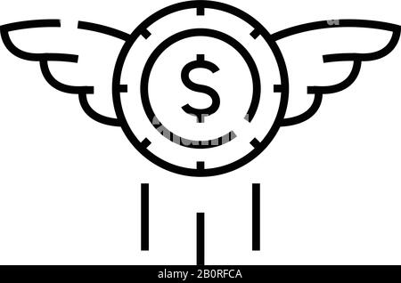 Angel investments line icon, concept sign, outline vector illustration, linear symbol. Stock Vector